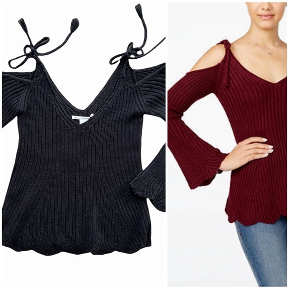 American Rag Cold Shoulder Black Sweater - Picture 1 of 5